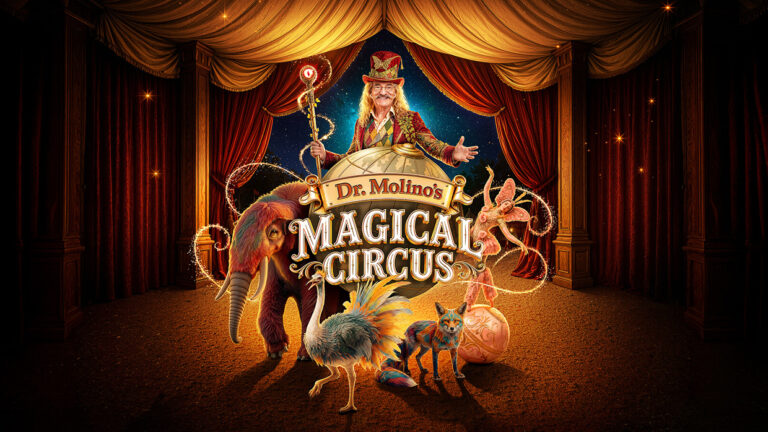 Hugo Sigal opent de deuren van zijn Magical Circus als Dr. Molino Dr. Molino's Magical Circus